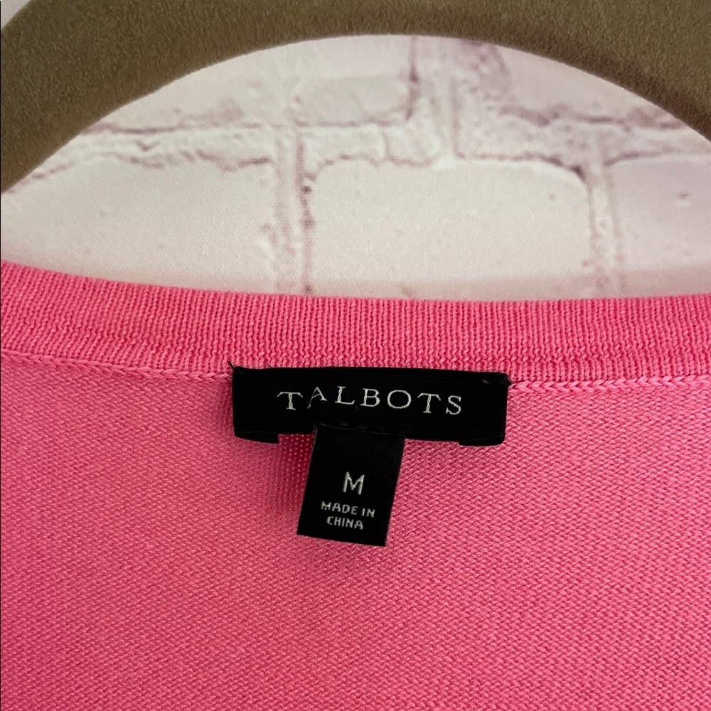 Talbots Pink Knit Button Up‎ Cardigan Sweater Woman’s Size Medium - Picture 2 of 3